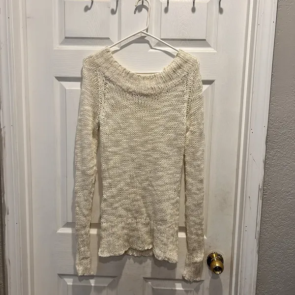 VTG Unionbay Womens Cream Loose Knit Long Sleeve Ramie Blend‎ Sweater Size Large - Image 2