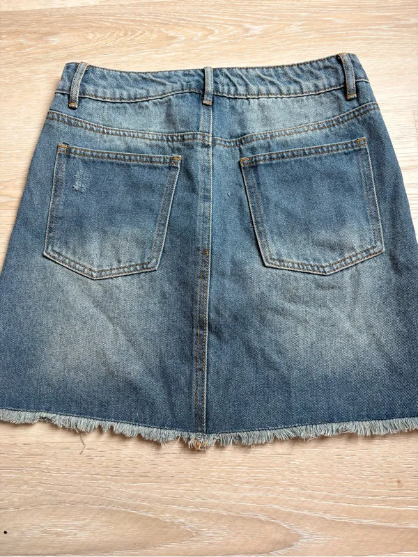 Topshop denim jean raw hem skirt S - Image 3