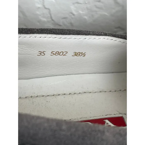 Prada Gray Suede Slip On Sneakers Womens 7 Leather Lined - Image 7