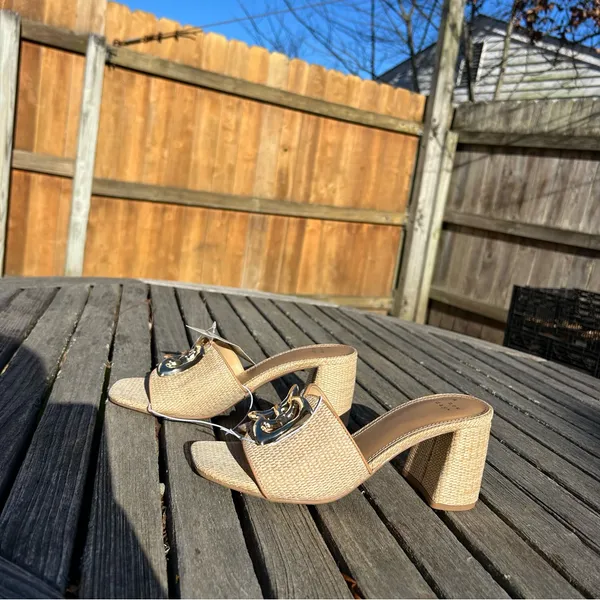a New Day Womens Arden Raffia Ornamented Block Heels Tan Brown size 7 summer nwt - Image 4
