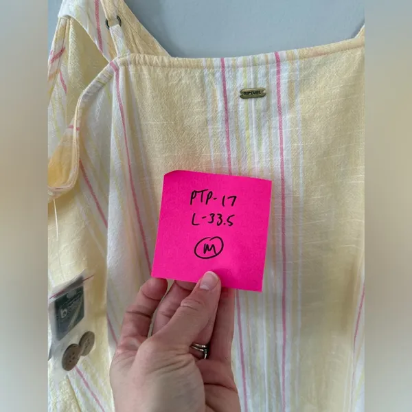 NWT RIP Curl Stripe Surf Dress Tank Dress Yellow Pink White Sundress Size M - Image 9