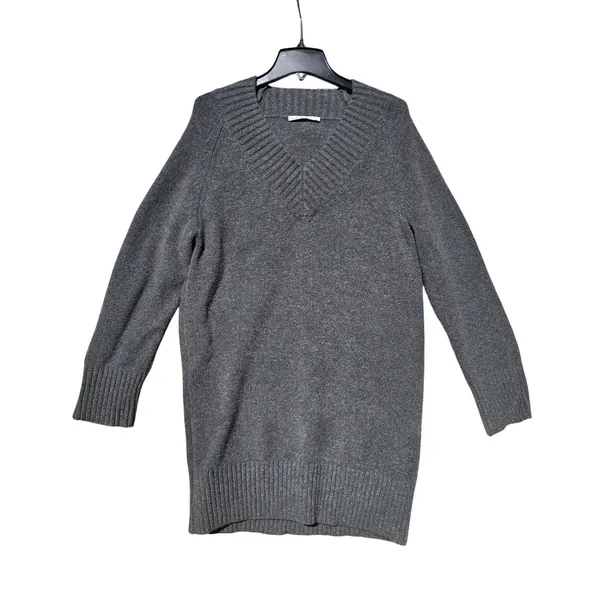 Abercrombie & Fitch Charcoal Gray V Neck Long‎ Sleeve Sweater Dress Size Large - Image 2