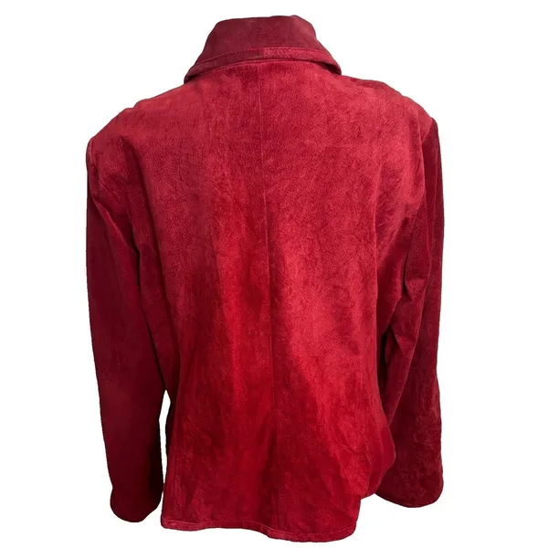 Chadwick's Jacket Red Leather Suede Full Zip Collared Moto Classic Minimalist XL - Image 3