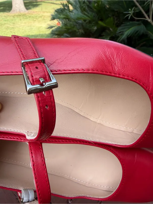 ALOHAS Por Do Sol Red Leather Mary Jane Ballet Flats EU 37 US 6.5 $190 - Image 15