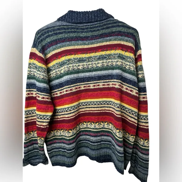 Vintage Heirloom Collectibles Colorful Striped Zip-Up Sweater - Image 2