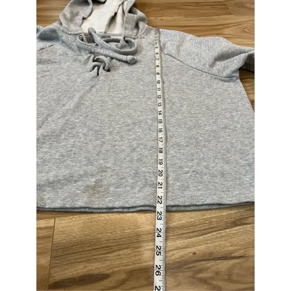 Aerie Gray Lace Up Hoodie Sweatshirt relax fit Size XL - Image 5