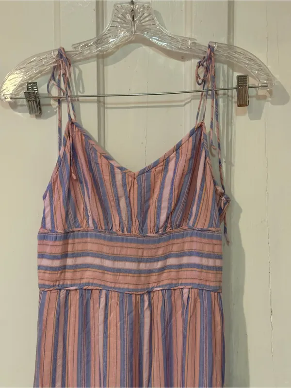 PAIGE Pink and Blue Striped Tie-Shoulder Maxi Dress - Image 2