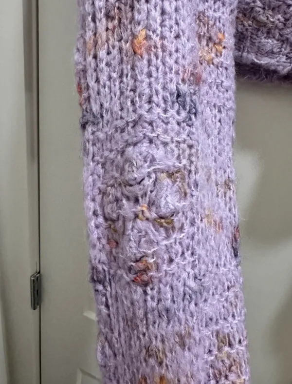 Free People Womens Sunset Cloud Pullover Sweater Purple Chunky Knit Crop Top - Image 9