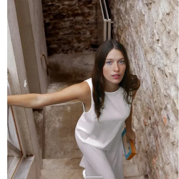 Sold Out Vira L Zara Asymmetrical Satin Effect Midi Dress Nwt S - Image 9