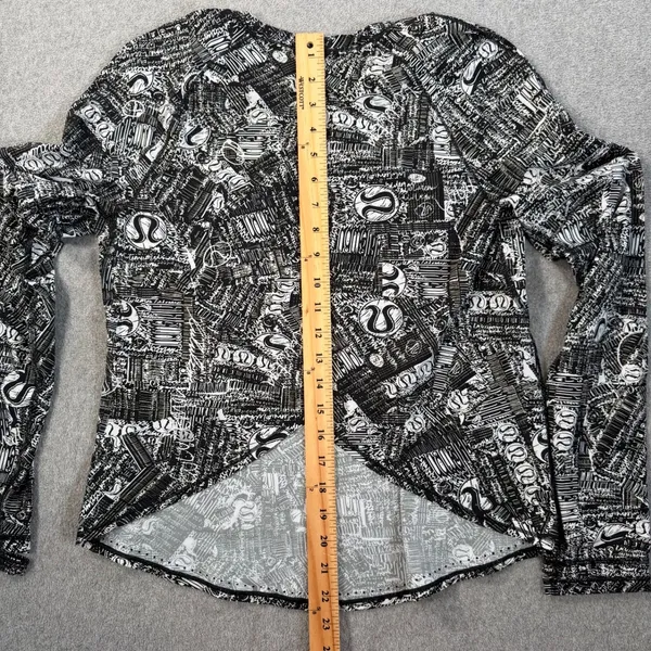 Lululemon Women's 6 Rise and Run Long Sleeve Top Tear it Up Alpine White Black - Image 9