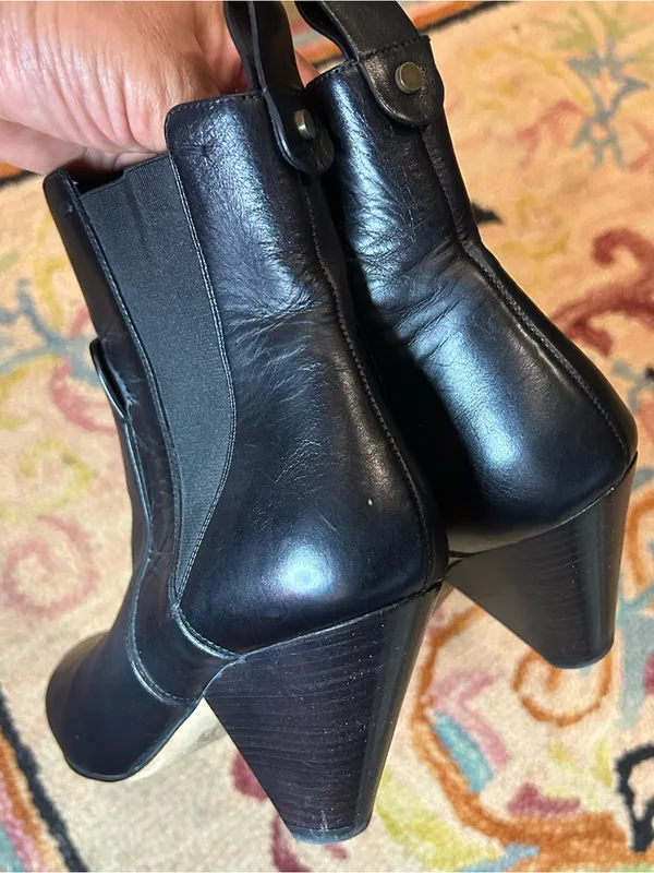 Veronica Beard Lada ConeHeel Black Leather Chelsea Booties Size 36.5 US 6.5 - Image 7