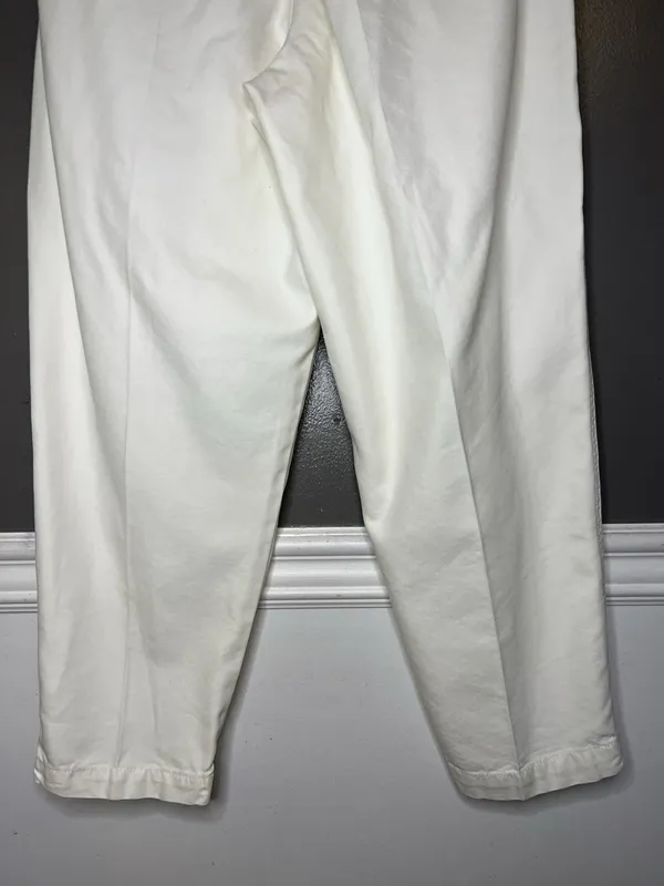 Free People Pants Womens L White Paperbag Tapered Twill Elastic Waist Pockets - Image 6