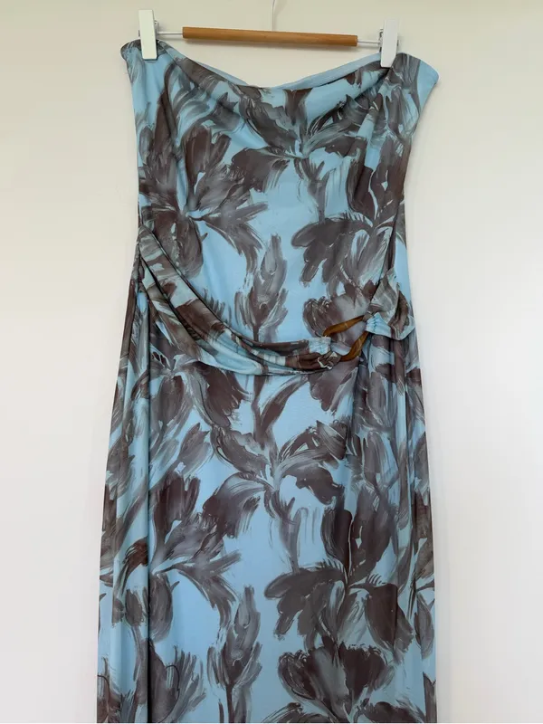 Pretty Garbage Strapless Blue Floral Maxi Dress - Image 2