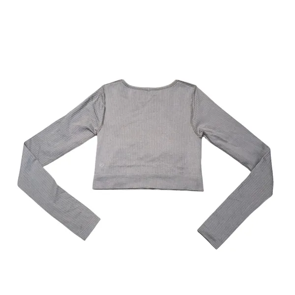 Lululemon Ebb‎ to Street Long Sleeve Women 4 Grey Excellent Ribbed Crop Top - Image 5