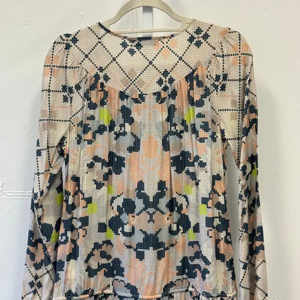 Sam & Lavi Los Angeles Geometric Pixel Print Mini Dress Long Sleeve XS Boho - Image 5