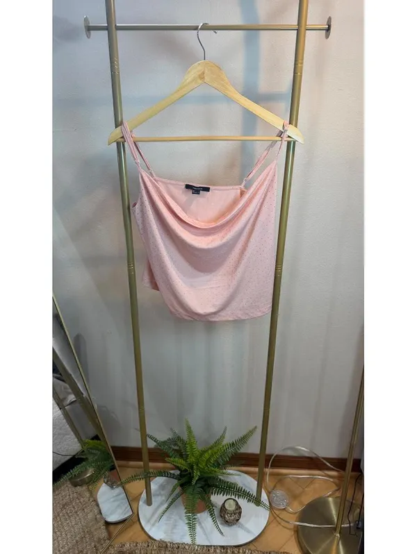 L Forever 21 Pink Cropped Cami Adjustable Straps Smal - Image 3