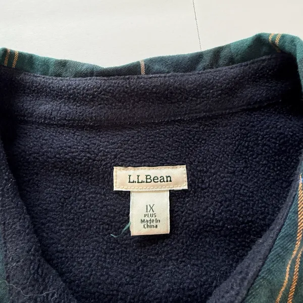 LL Bean Blue Plaid Fleece Lined Flannel Snap Shirt Jacket Shacket Women 1X - Image 9