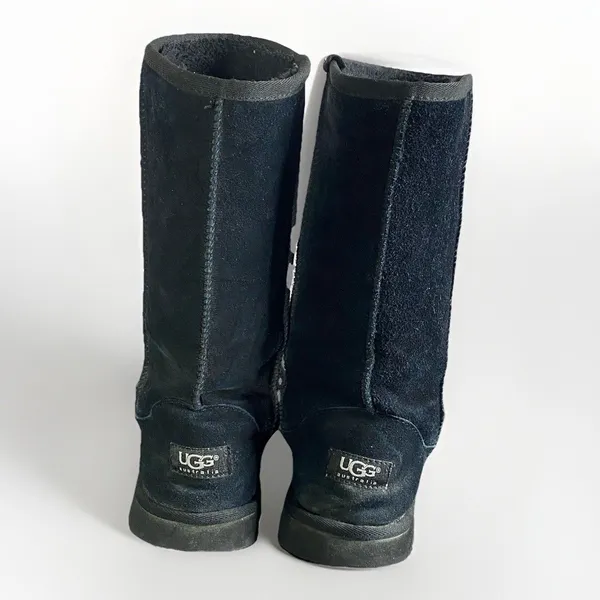 UGG Classic Tall #5815 Sheepskin Black Suede Leather Boots Women's EU 40 US 9 - Image 3