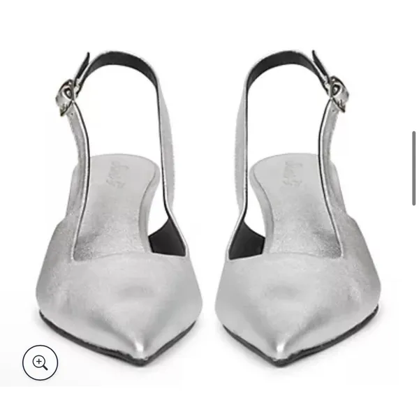Saint G Leather Slingback Kitten Heel Cynara Silver Metallic Size 36 US 5.5 - Image 10