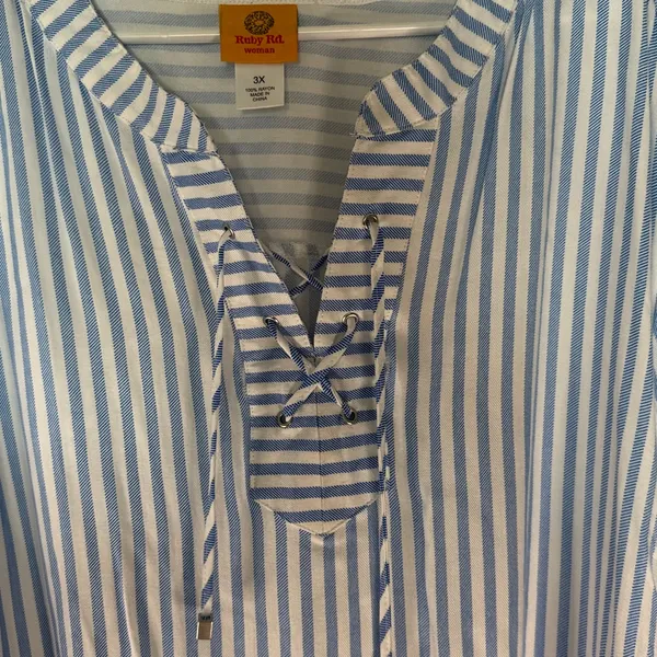 Ruby Rd. Blue and White Striped Tunic Size 3X - Image 3