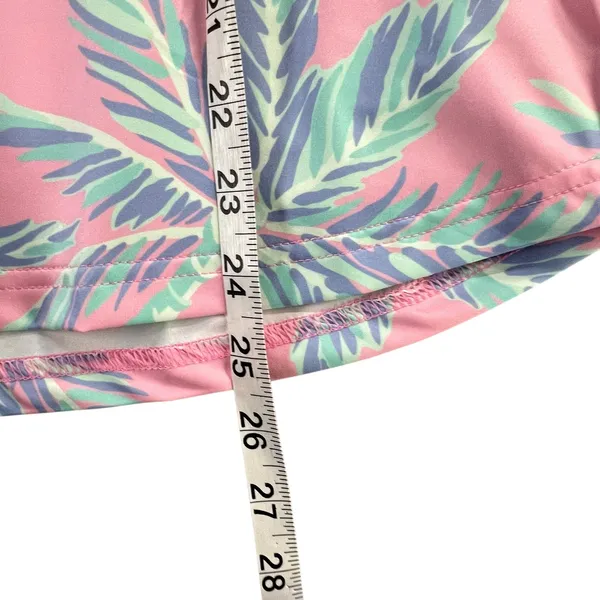 Ana Clare Active Mer Top Pink Paradise Palm Print UPF 50 Golf Polo Shirt‎ Size L - Image 8