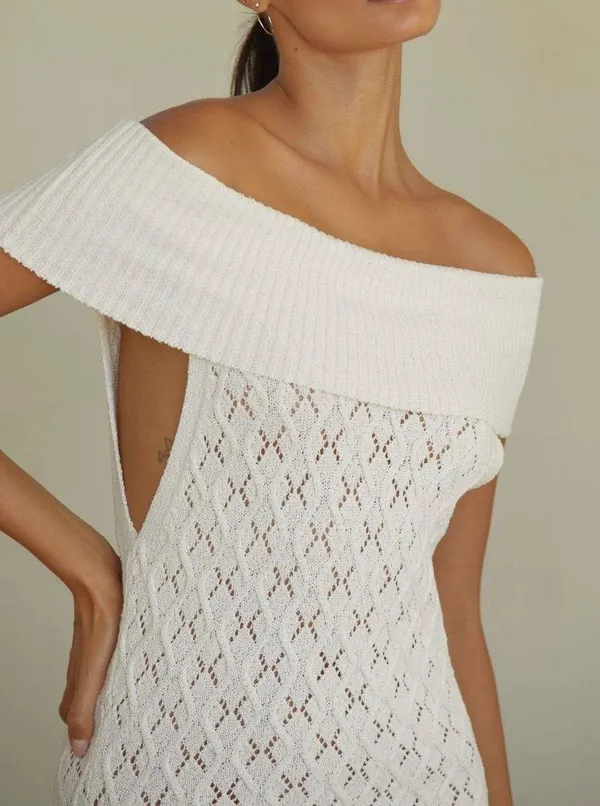 Anthropologie Off-The-Shoulder Tropics Sweater Maxi Dress, Size M - Image 3