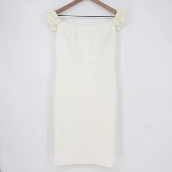 Lulus Pretty Presence Mini Dress Womens M White Off-the-Shoulder Floral Strap - Image 2