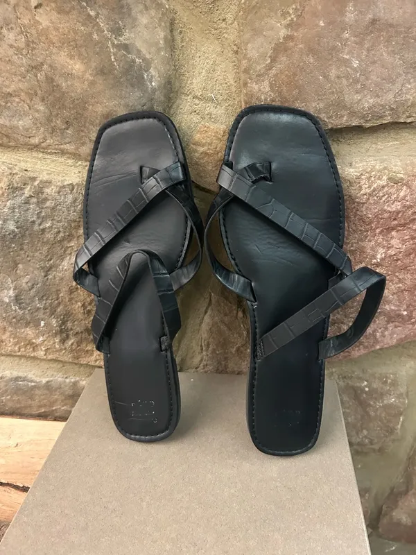 Black Square-Toe Strappy Women's Sandals 11 - Image 3