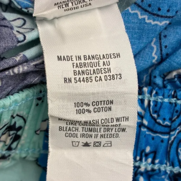 Aerie Bandana Patchwork Ruffle Hem Pajama Shorts Blue Green Boho Size M - Image 7
