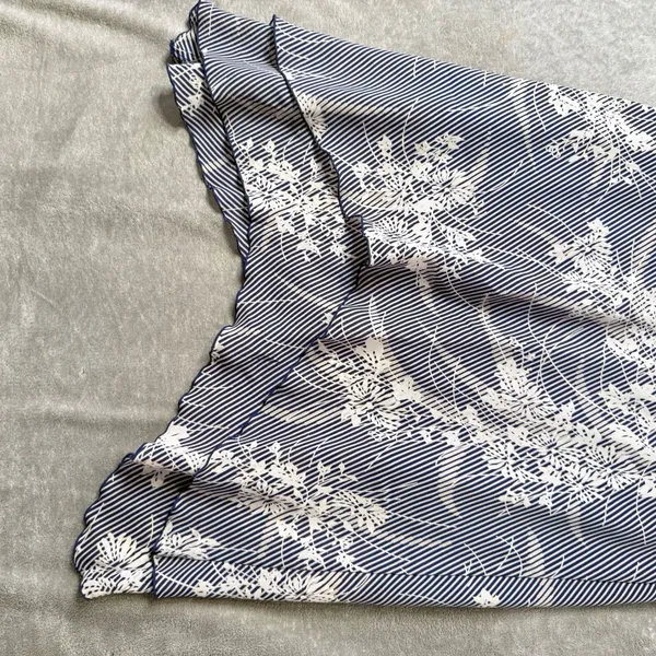 Womens Floral Handkerchief Layered Hem Midi Skirt Size L Blue Flowy Asymmetric - Image 7