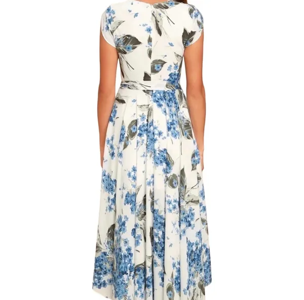 Lulus French Countryside White Floral Print High-low Dress White & Bl - Image 7