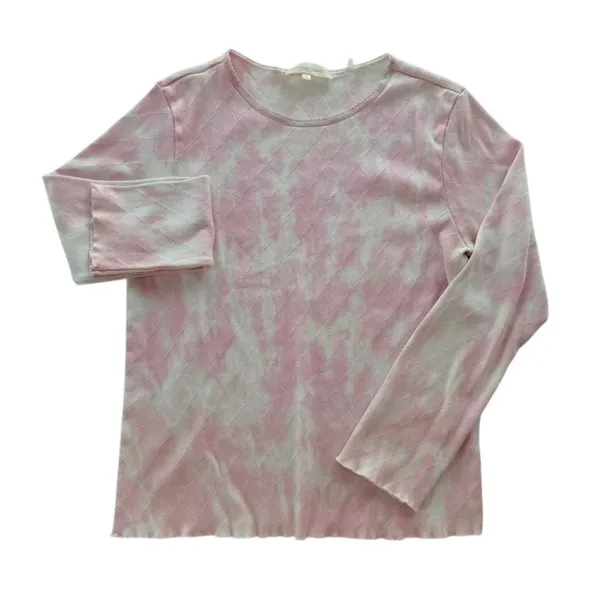 Love Shack Fancy Yulia Long Sleeve Top Size Large hand Dye Sugar Poppy Pink - Image 2