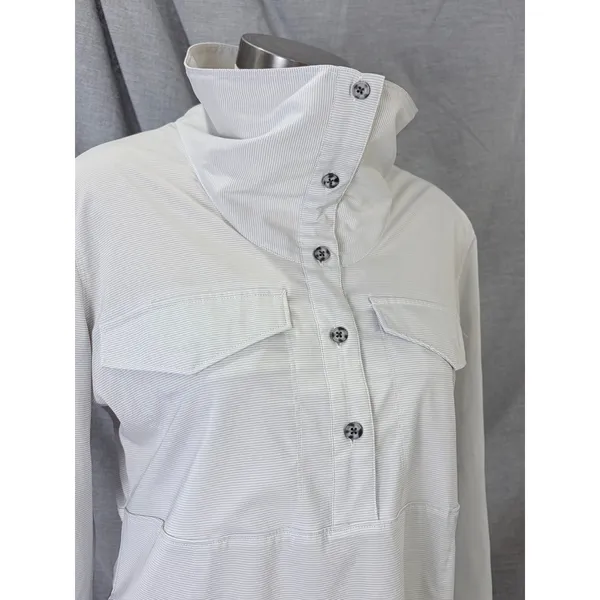 Mountain‎ Hardwear Citypass Popover Shirt Grey White Stripe Top M Camping Hiking - Image 10