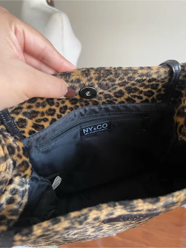 New York & Company Leopard Print Tote with Black Straps - Image 6