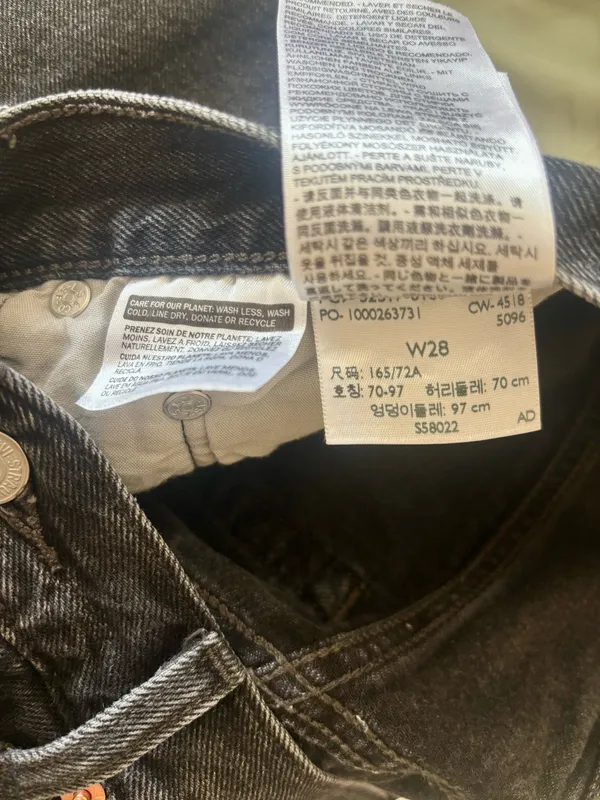 Levi’s 501 Button Fly Raw Hem Black Denim Shorts - Image 3