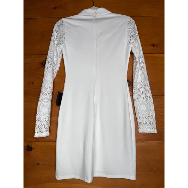 NWT Lulus Lace Up Your Sleeve White Lace Long Sleeve Bodycon Dress Cocktail XS - Image 5