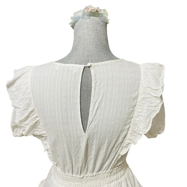 The Post White Ruffle Lace Trim Mini Dress Women’s Small Cotton Rayon - Image 7
