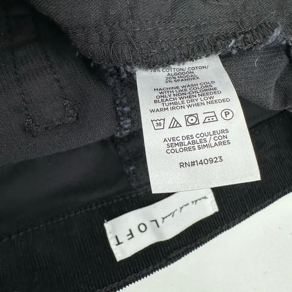 Loft Pants Women 6P 28 Black Corduroy Skinny Classic Fall Winter Casual Academia - Image 5