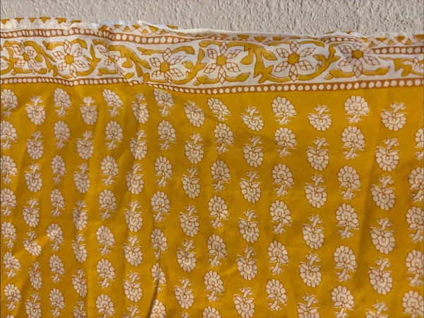 Madewell Yellow Floral Print Scarf with White Border - Image 2