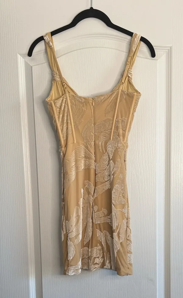 Oh Polly Tan & White Mini Dress Size 2 - Image 4