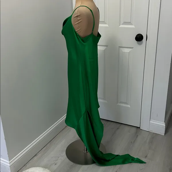 Vici Green Satin Draped Neck Spaghetti Strap Dress - Image 3