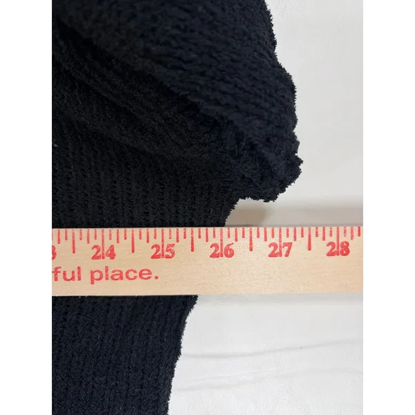 Knox Rose Womens XL Black Pointelle Long Sleeve Knit Crewneck Sweater Relaxed - Image 4