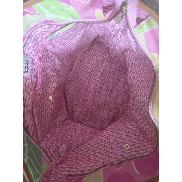 Vintage Lilly Pulitzer Giraffe Print Canvas Tote Bag Pink Zip Top Travel READ - Image 4
