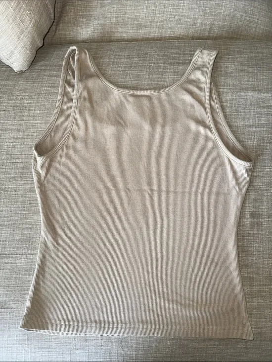 Comfrt Ribbed Contour Waist Length Tank Top in Desert - Women's Scoop Neck - Image 8