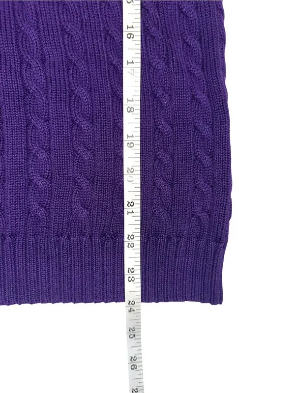 Lauren Ralph Lauren Purple Cable Knit Crewneck Cotton Sweater XL - Image 5