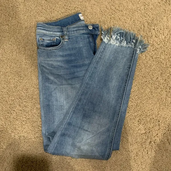 Free People Greatest Heights Frayed Skinny Jeans in Blue Sky - Image 2