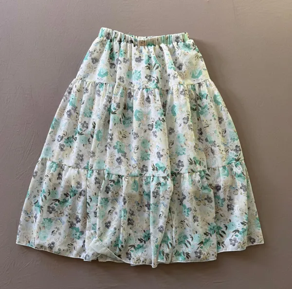 Floral Tiered Midi Skirt Multiple Size XS - Image 2