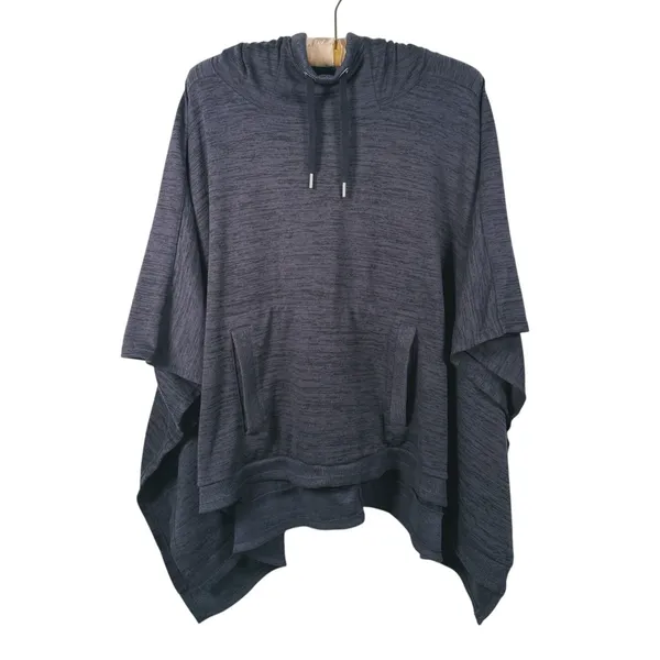 Athleta Blissful Poncho Hoodie Pullover S/M Gray Athleisure Lounge Casual Lagen - Image 2