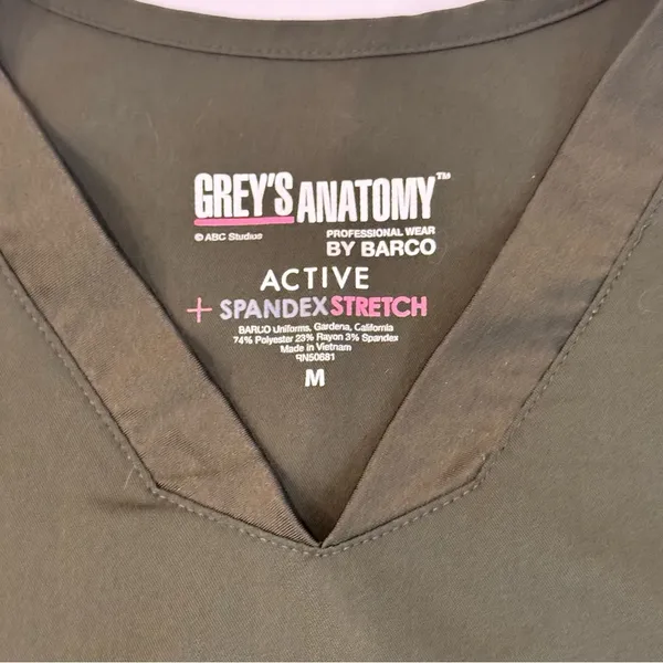 Grey’s Anatomy Active Olive Green Stretch Scrub Top Women’s Medium Workwear - Image 8