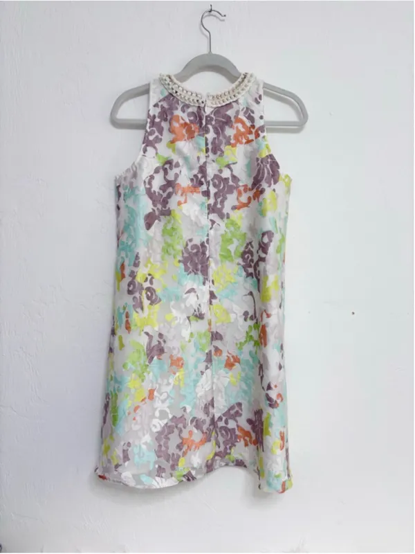 Women's Belle Badgley Mischka Mini Dress Size 4 White Multi-color - Image 3